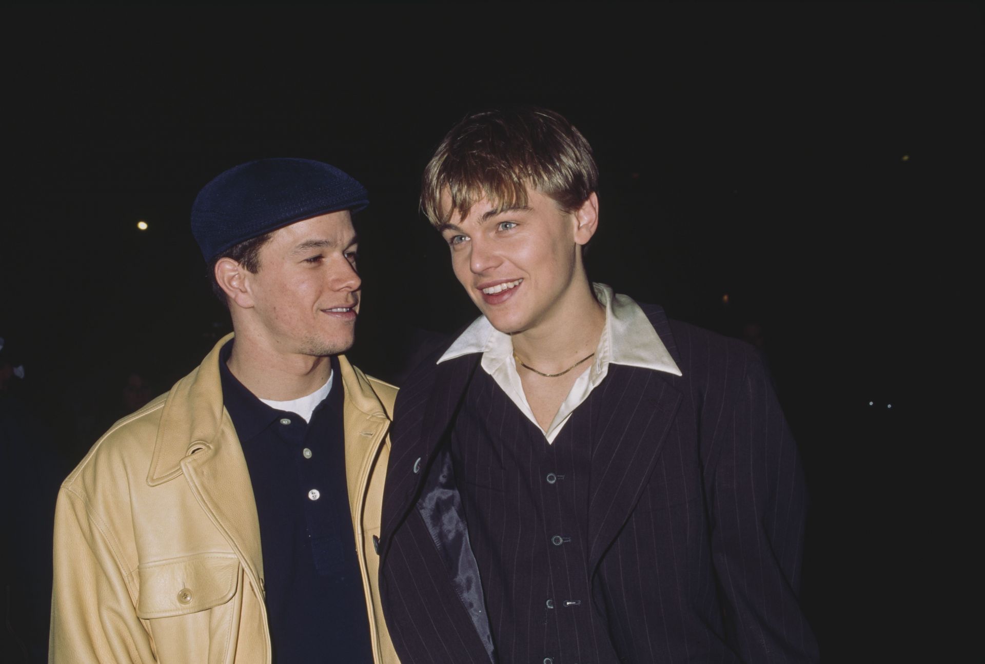 American actors Mark Wahlberg and Leonardo DiCaprio attend the premiere for the film &#039;The Basketball Diaries&#039;, USA, 1995. (Photo by Rose Hartman/Archive Photos/Getty Images)