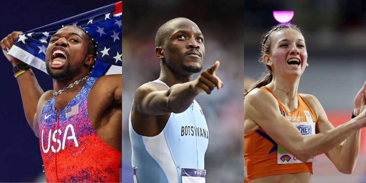 Noah Lyles (L), Letsile Tebogo (C) and Femke Bol (R) will compete at Zurich Diamond League Final 2025. PHOTO: Getty Images