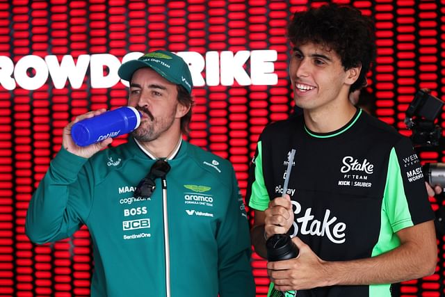 Fernando Alonso with Gabriel Bortoleto at the F1 Grand Prix of Hungary - Source: Getty