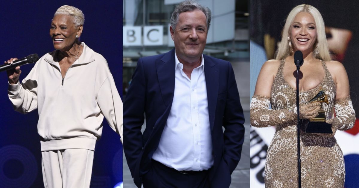 Dionne Warwick - left, Piers Morgan - center, Beyonce - right (Images via Getty)
