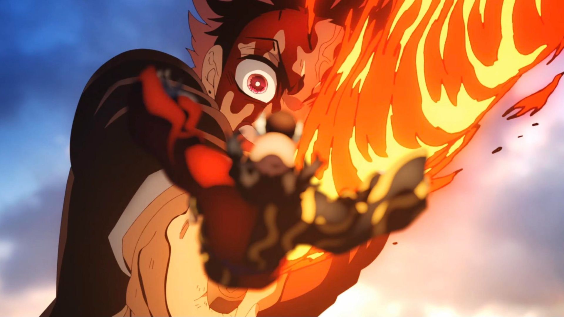 Tanjiro beheading Hantengu in the anime (Image via Ufotable)