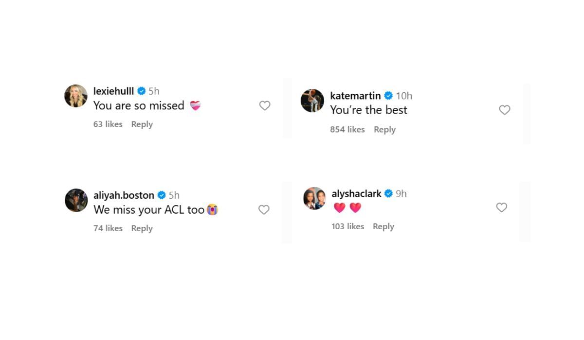 Sydney Colson&#039;s current and former teammates comment on her image (Source: Instagram/ Kelsey Mitchell)