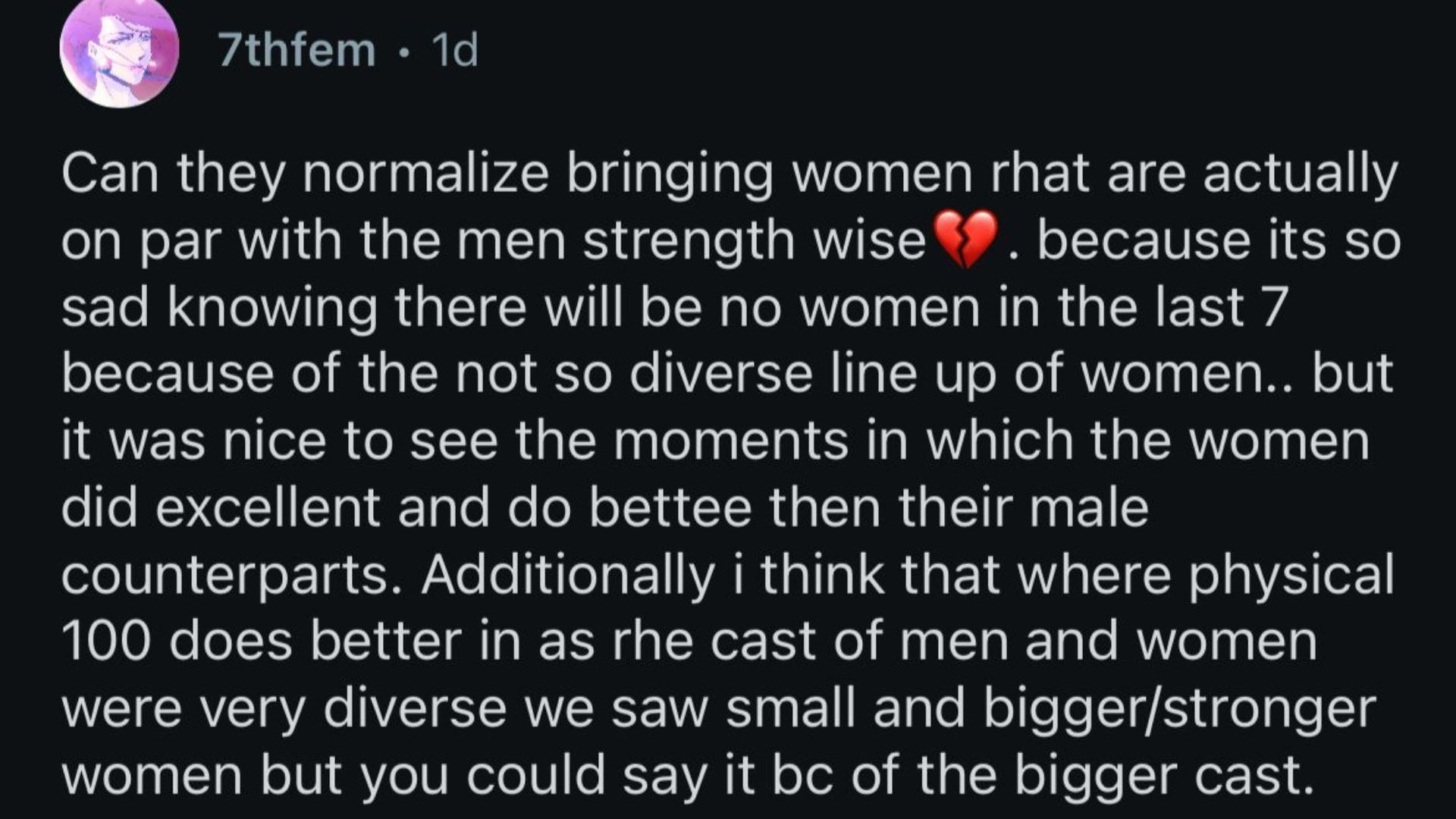 A viewer noted (Image via Reddit/@7thfem)