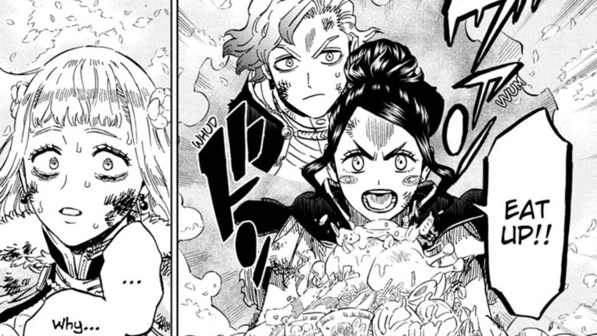 Mimosa, Finral, and Charmy as seen in Black Clover chapter 383 (Image via Shueisha)