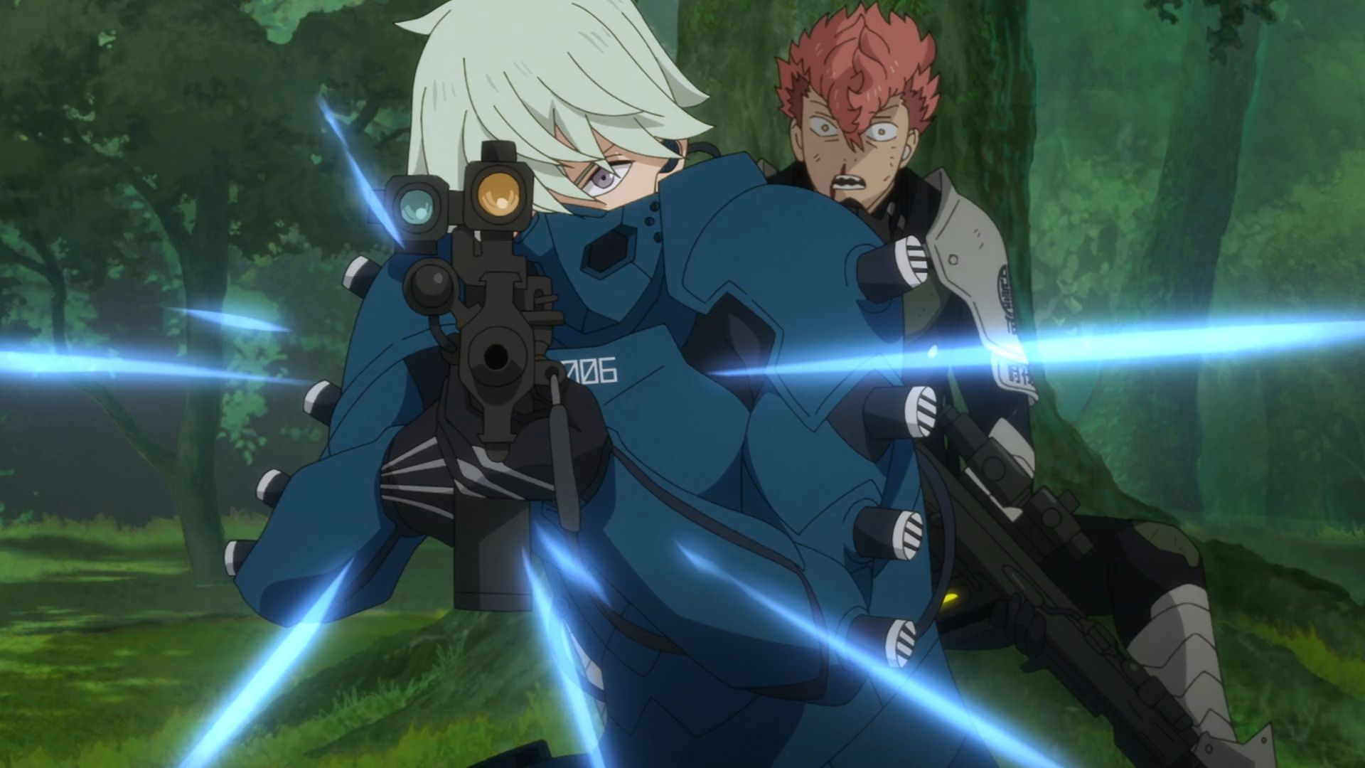 Reno as he saves Iharu (Image via Production I.G)