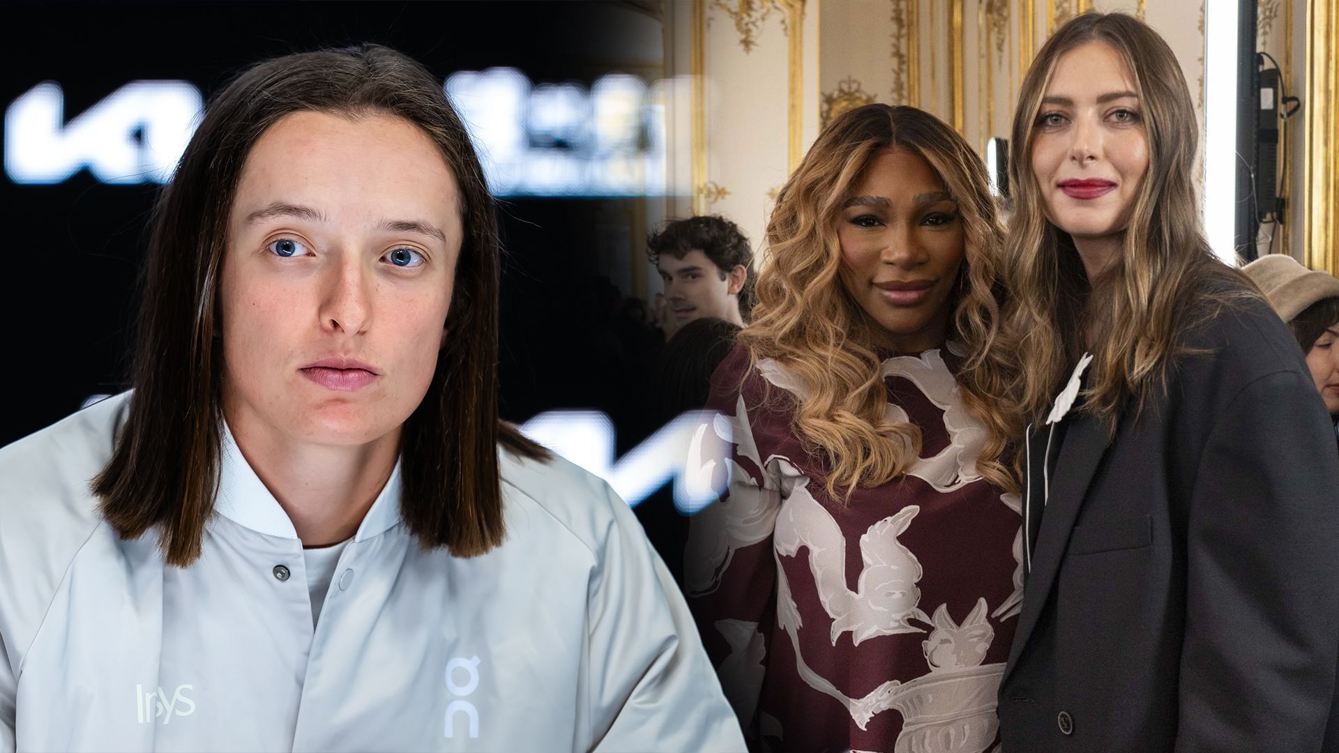 Iga Swiatek (L) Serena Williams and Maria Sharapova (R) | Getty
