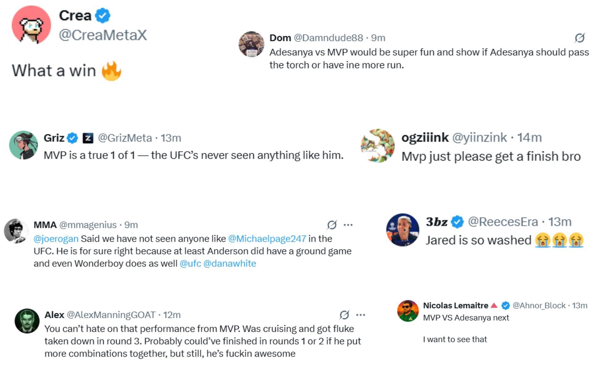 Fan reactions [Screenshots courtesy: @ufc on X]