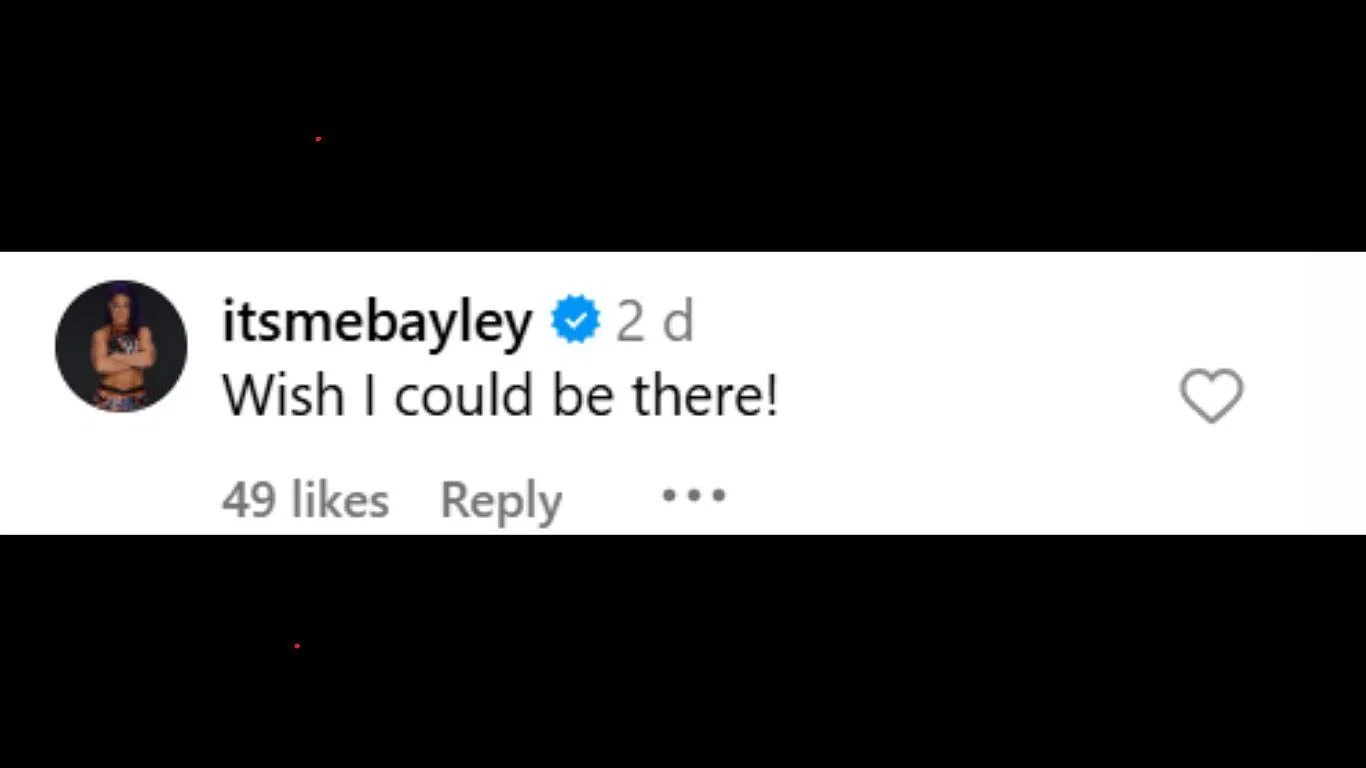 Screengrab of Bayley&#039;s comment on Athena&#039;s Post [Credit: Athena on Instagram ]