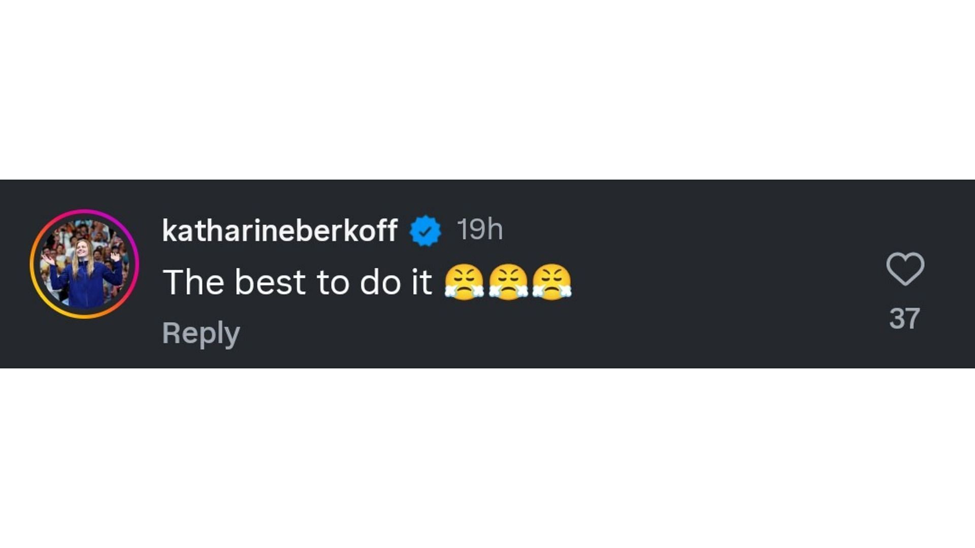Berkoff&#039;s comment on Ledecky&#039;s post (Image via: @katieledecky)
