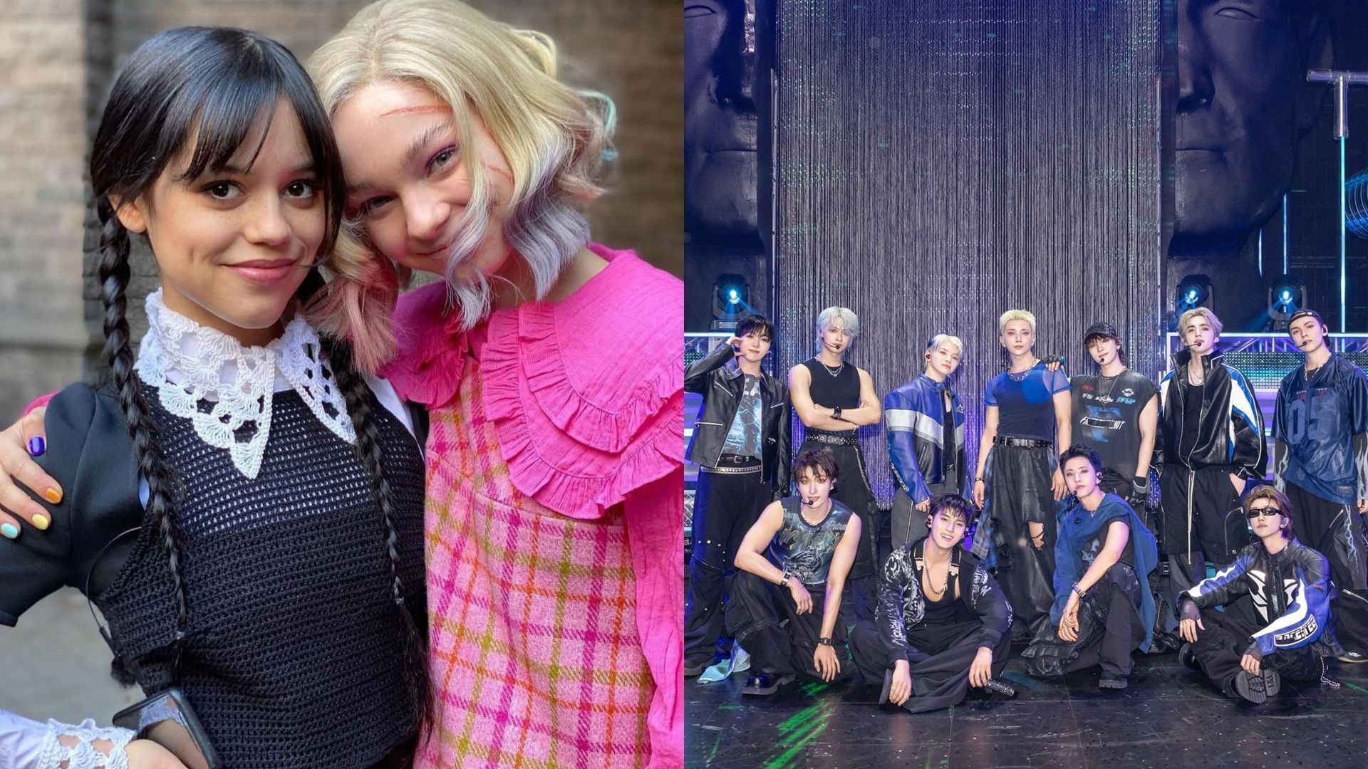 Jenna Ortega with Emma Myers and SEVENTEEN (Image via X/@pledis_17)
