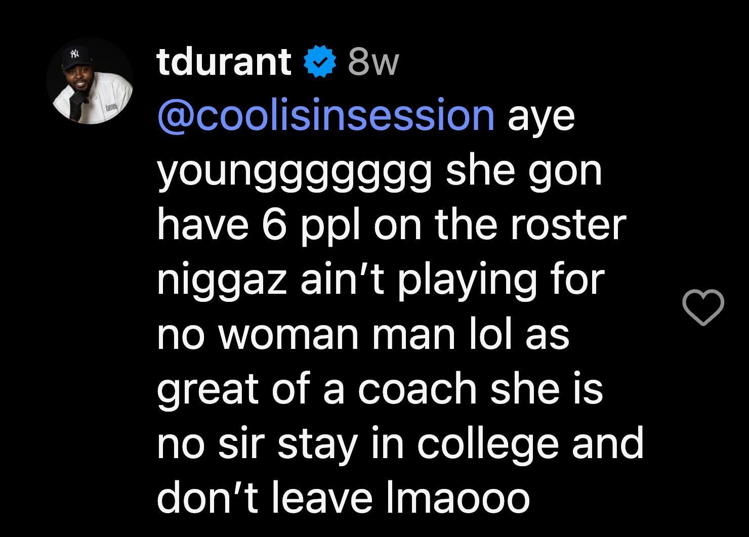 Tony Durant comment