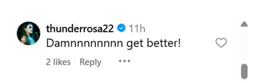 Thunder Rosa&#039;s comment on Buddy Matthews&#039; video (Image via Buddy Matthews&#039; Instagram handle)