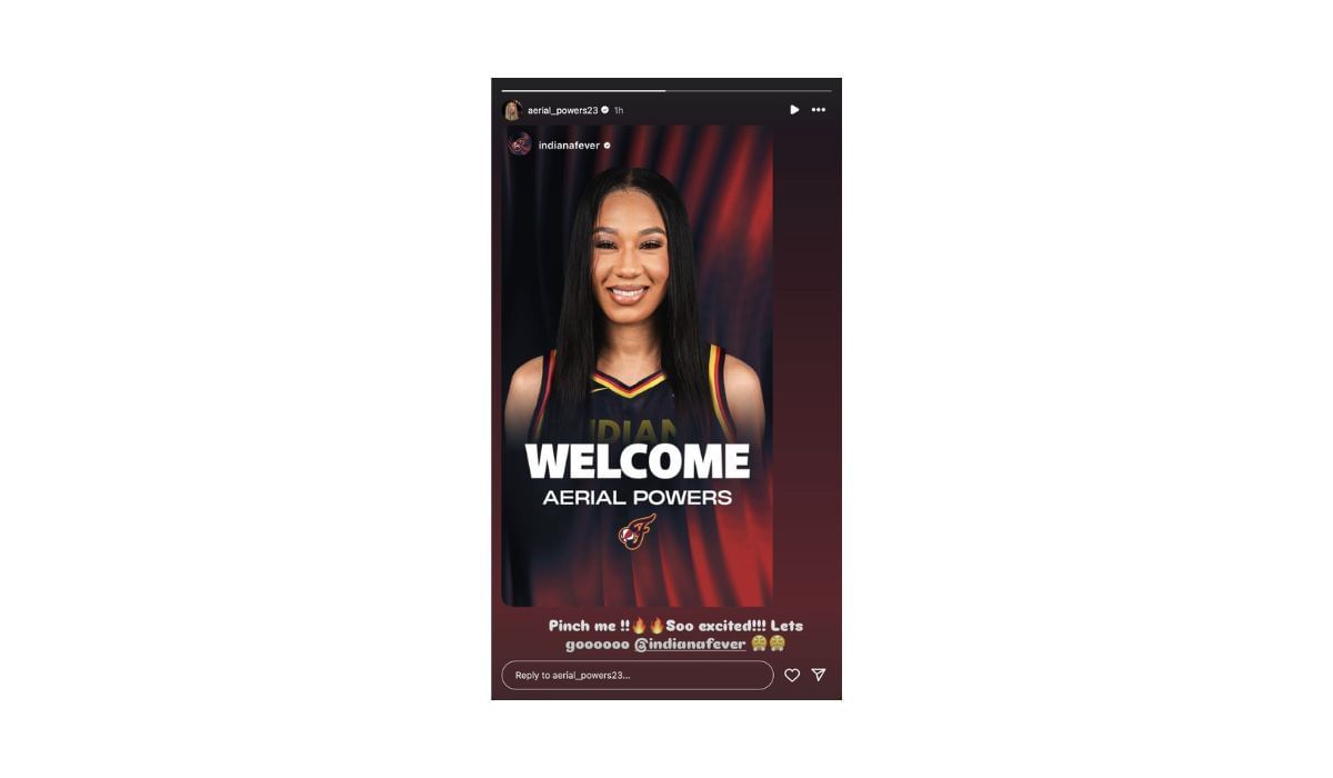 Aerial Powers reacts to joining the Indiana Fever (Source: IG/Powers)