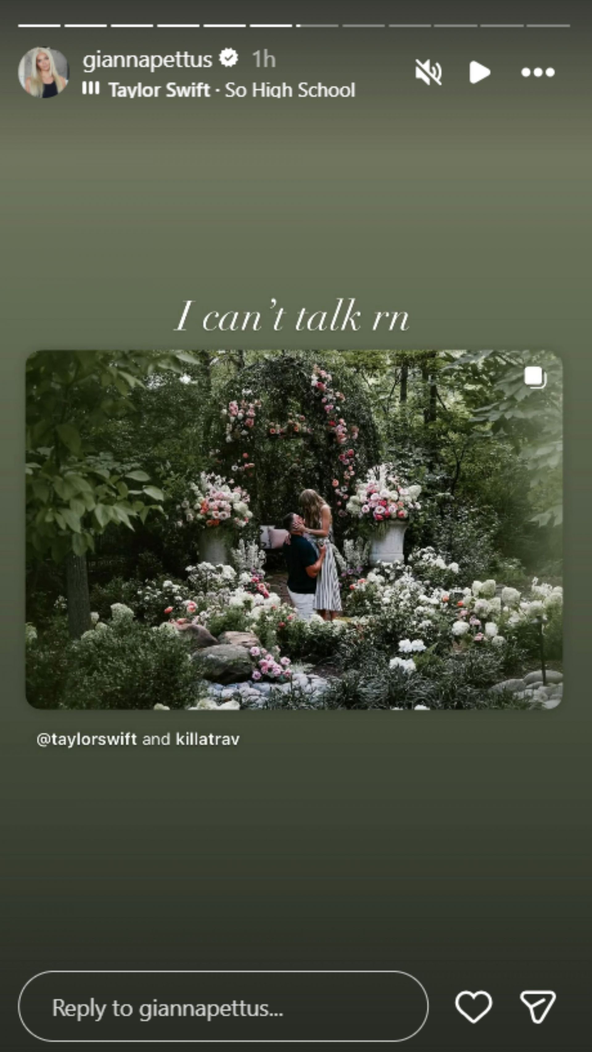 Masyn Winn&#039;s girlfriend Gianna Pettus&#039; Instagram story [Image Source: Instagram/giannapettus]