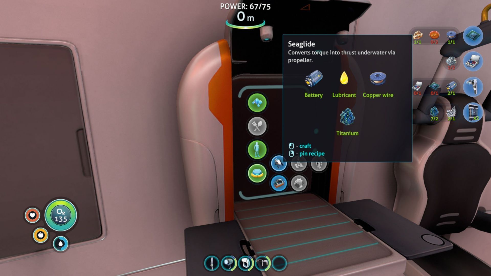 Build the Seaglide at base once all crafting materials are acquired (Image via Unknown Worlds Entertainment)
