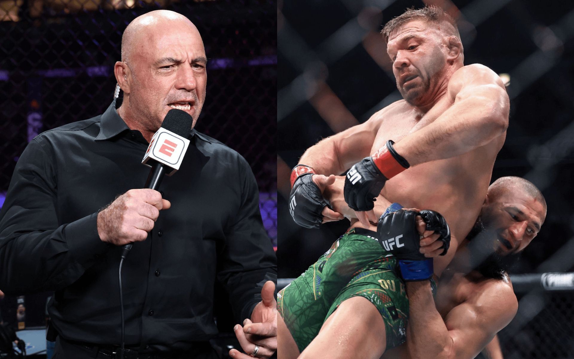 Joe Rogan (left) talks about Dricus du Plessis