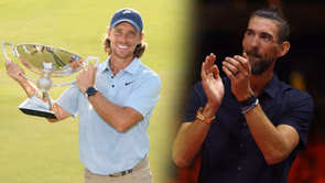 Michael Phelps reacts as Tommy Fleetwood claims first PGA Tour title with emotional win