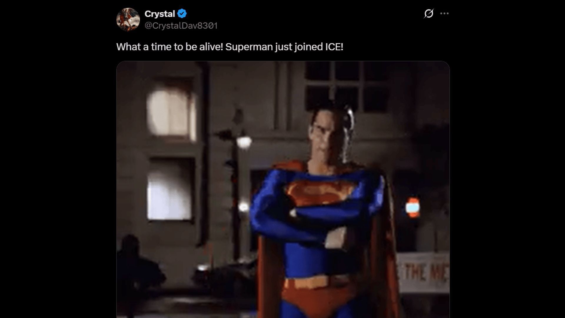 A netizen comments on Dean Cain&#039;s announcement about joining ICE. (Image via X)