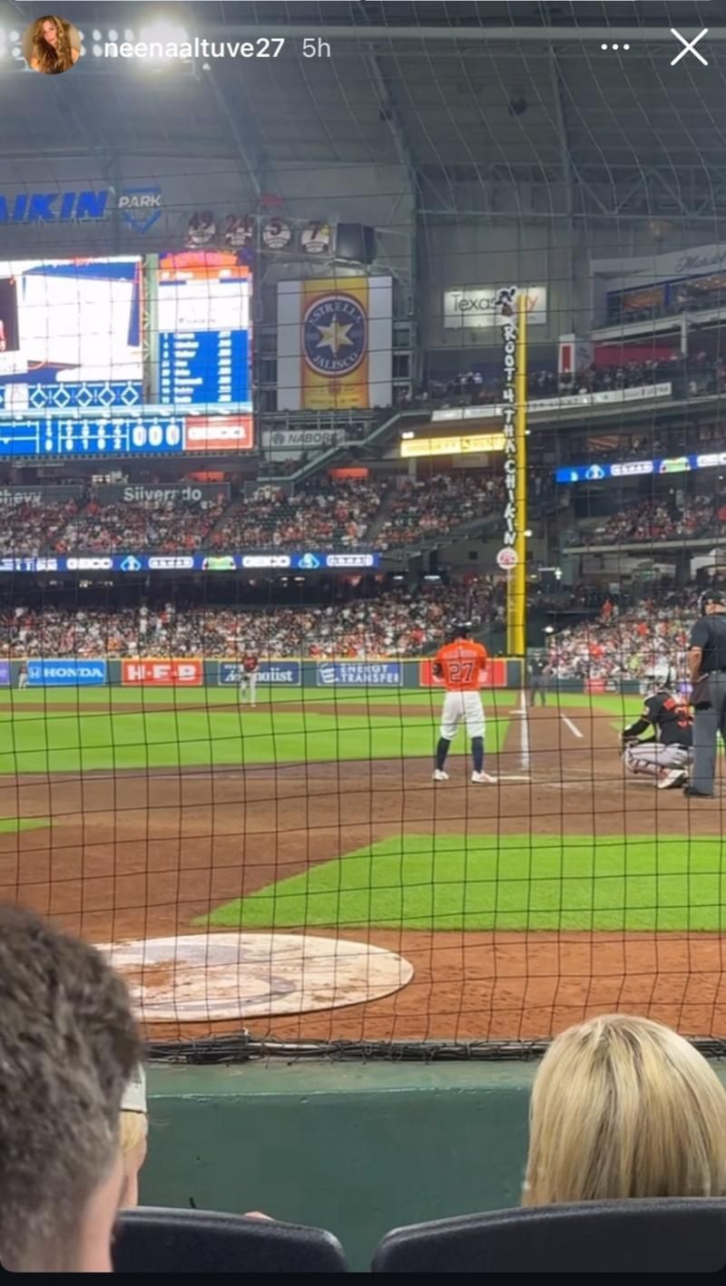Jose Altuve&#039;s wife, Nina Altuve, shared last night&#039;s match clip on her social media platform. (Via Instagram)