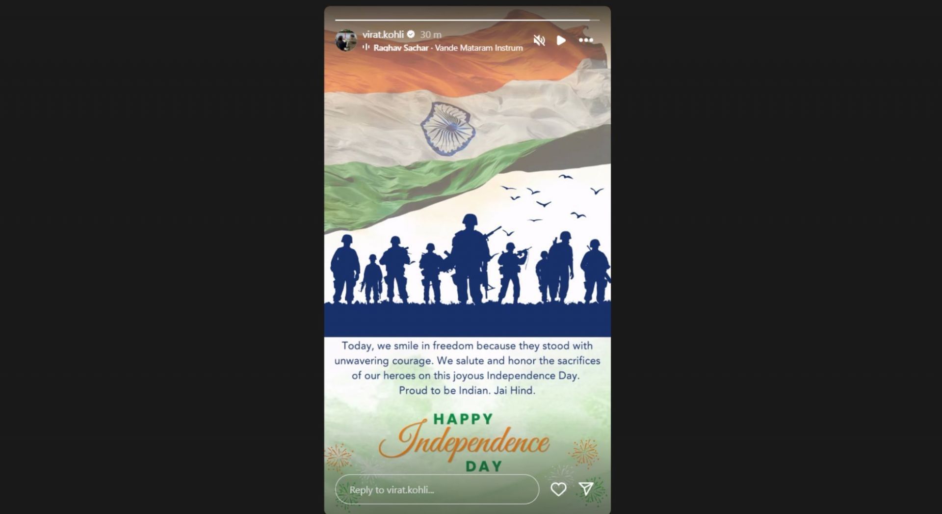 Virat Kohli&#039;s latest Instagram story. [Pic credits: @virat.kohli on Instragram]