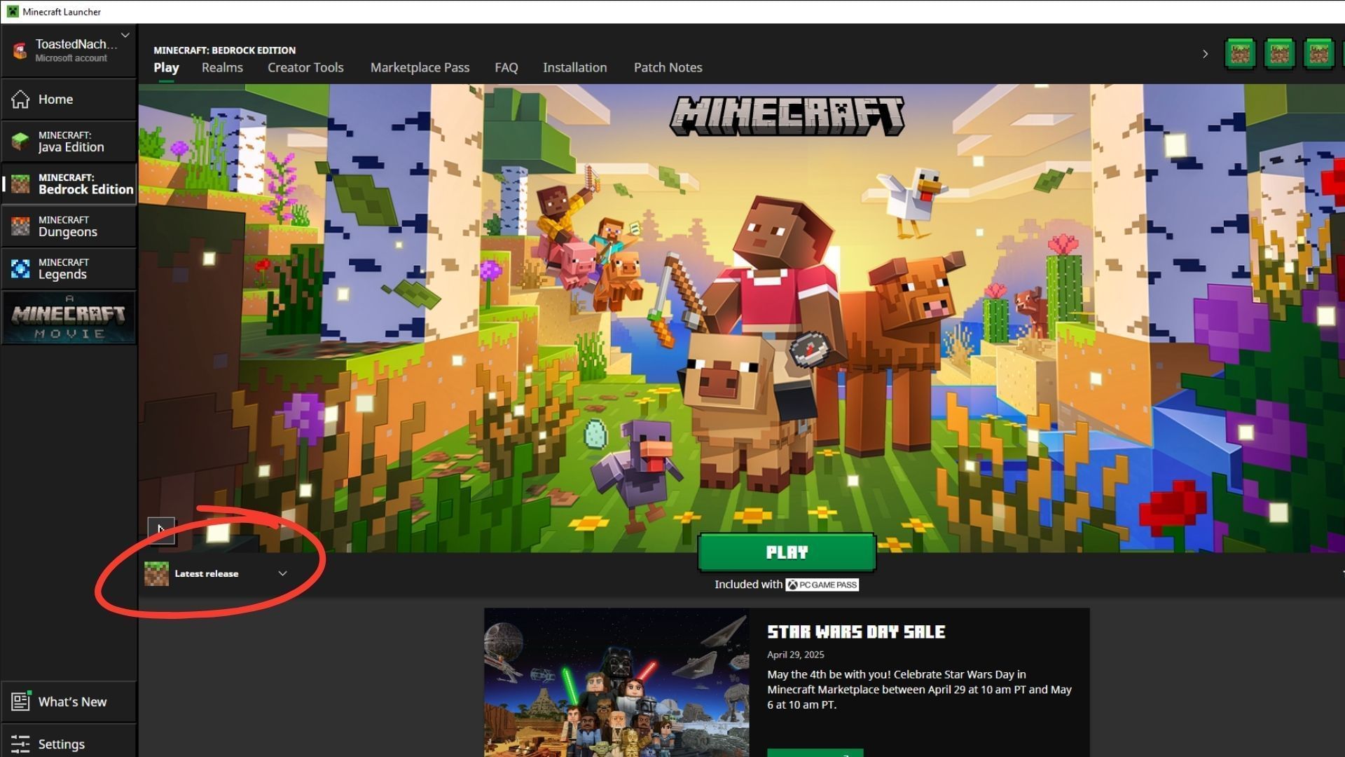 Download the Minecraft Bedrock 1.21.101 update from the official game launcher (Image via Sportskeeda Gaming || Mojang Studios)