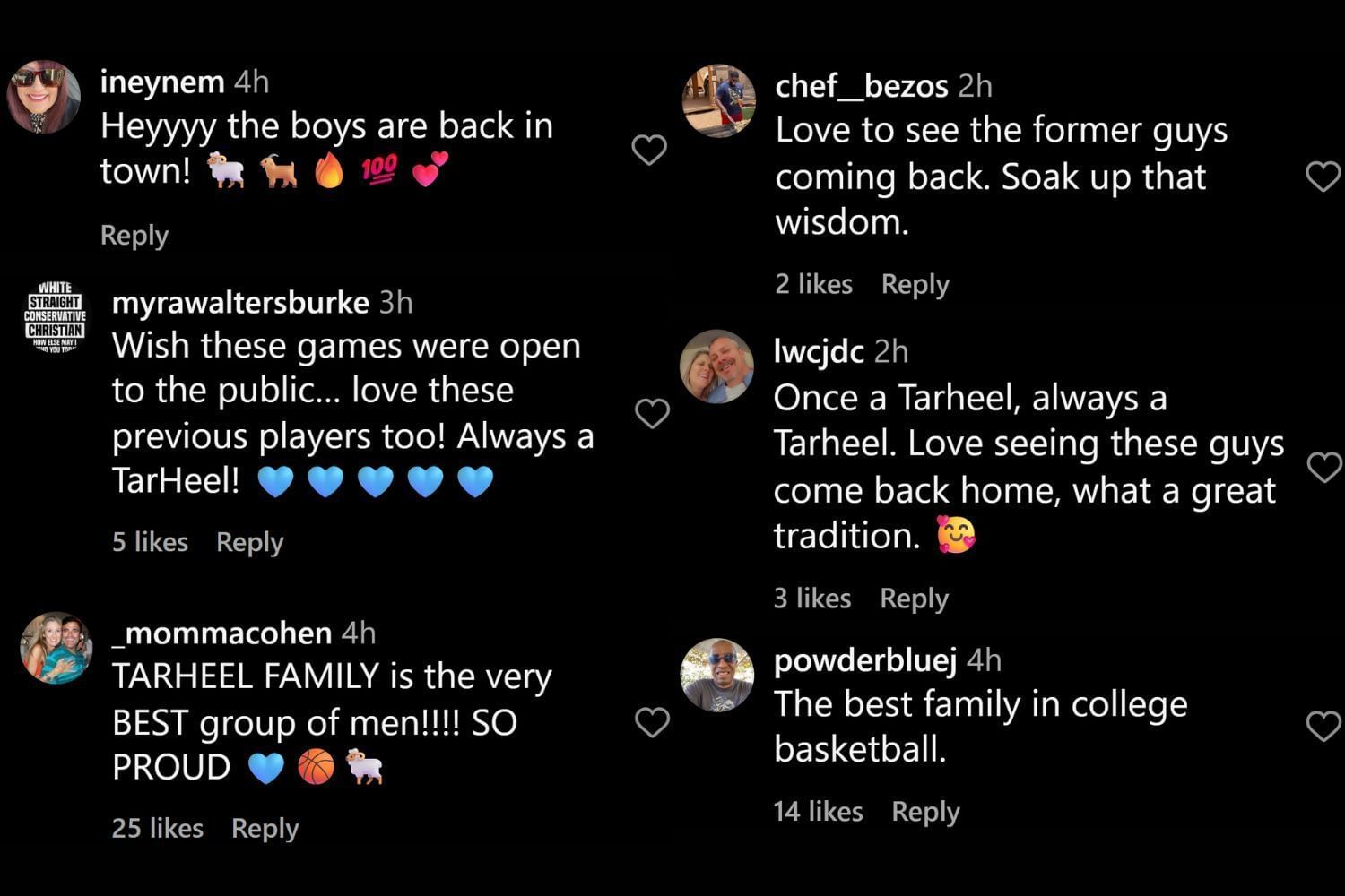 Fans commented on Instagram (@unc_basketball/IG)