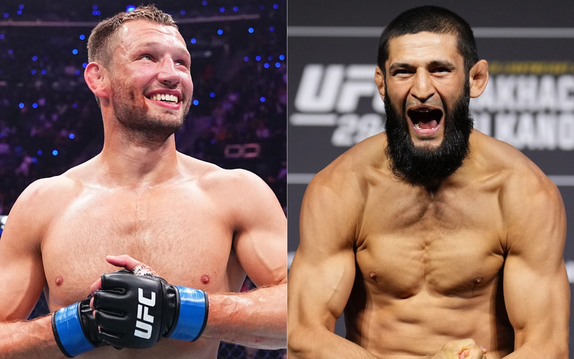 Reinier de Ridder (left) believes he can match Khamzat Chimaev (right) in grappling. [Images courtesy: Getty Images]
