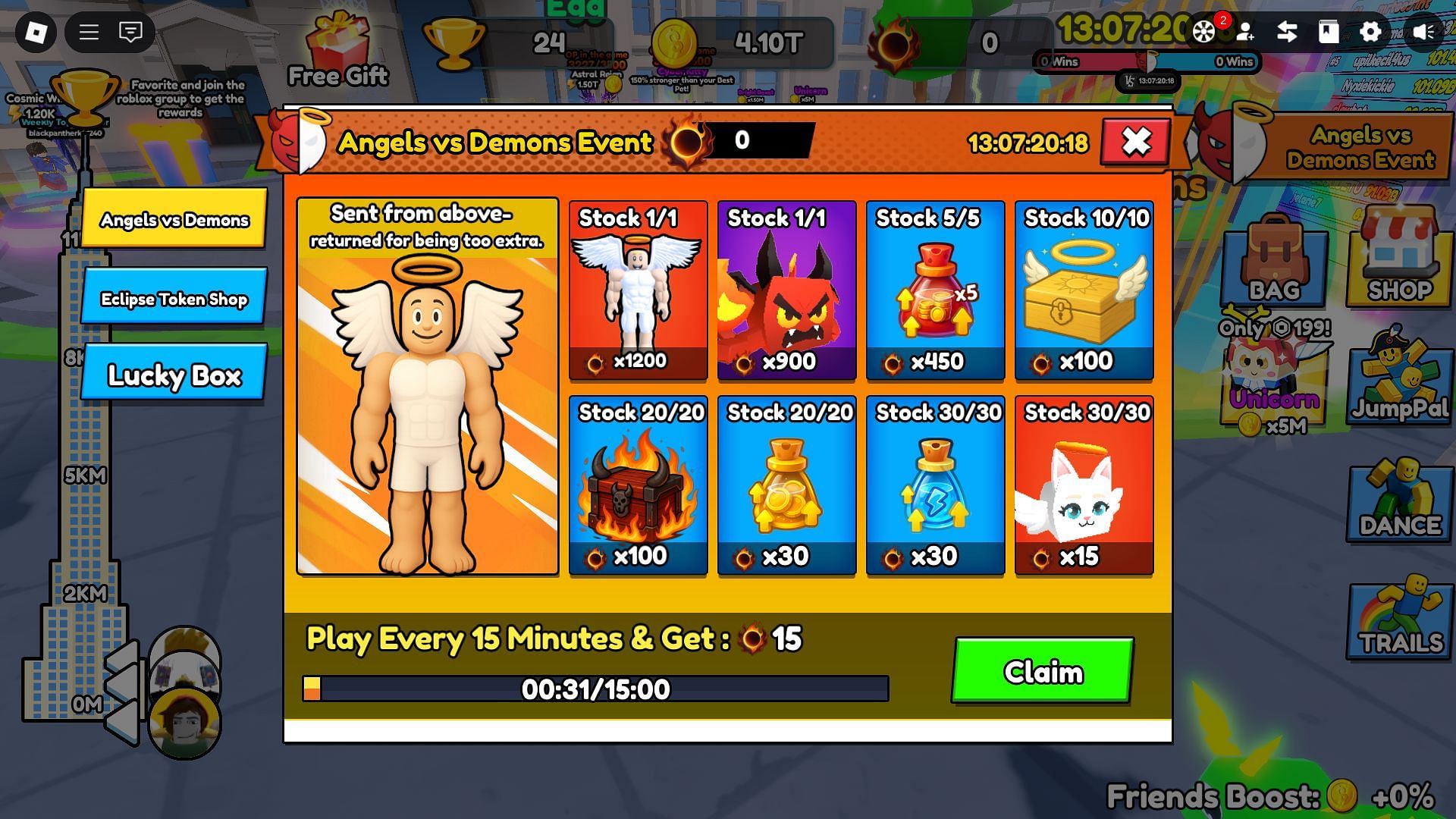 The Angels vs Demons event shop (Image via Roblox)