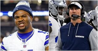 Brian Schottenheimer reacts to Micah Parsons' behavior during Cowboys vs. Falcons preseason game