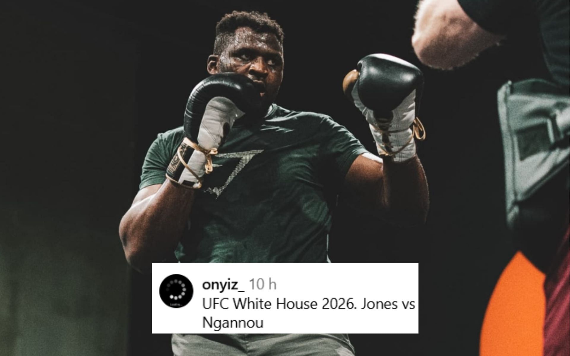 Francis Ngannou working on "shaping that hook for who comes next" sends fans reeling: "Jon Jones just squealed under the octagon"