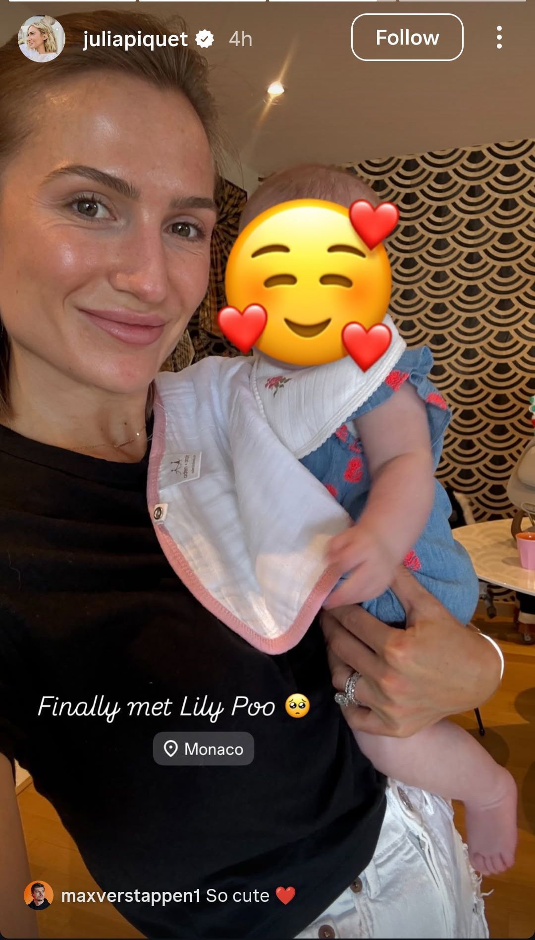 Daniel Suarez&#039;s wife, Julia Piquet, with her niece Lily Verstappen. Source: @juliapiquet via Instagram