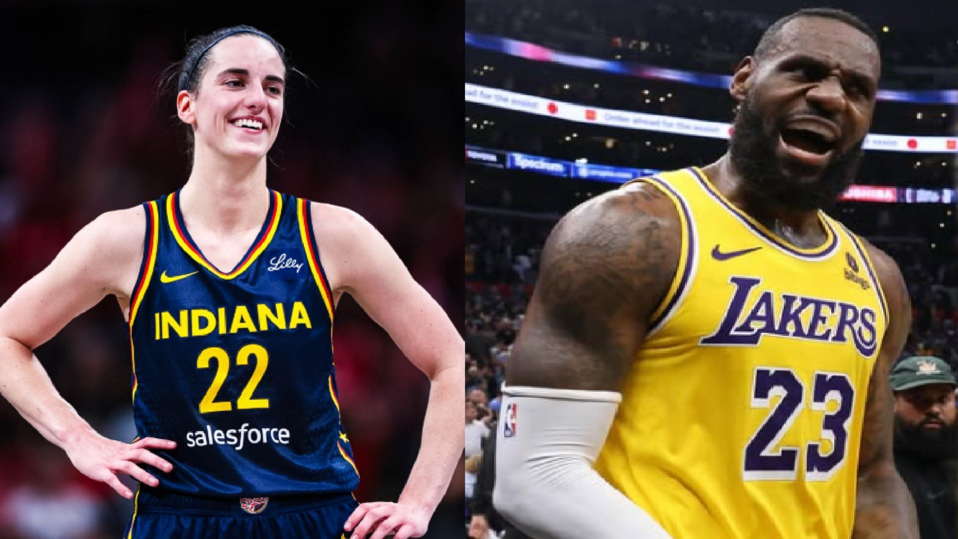 An image of Caitlin Clark and LeBron James