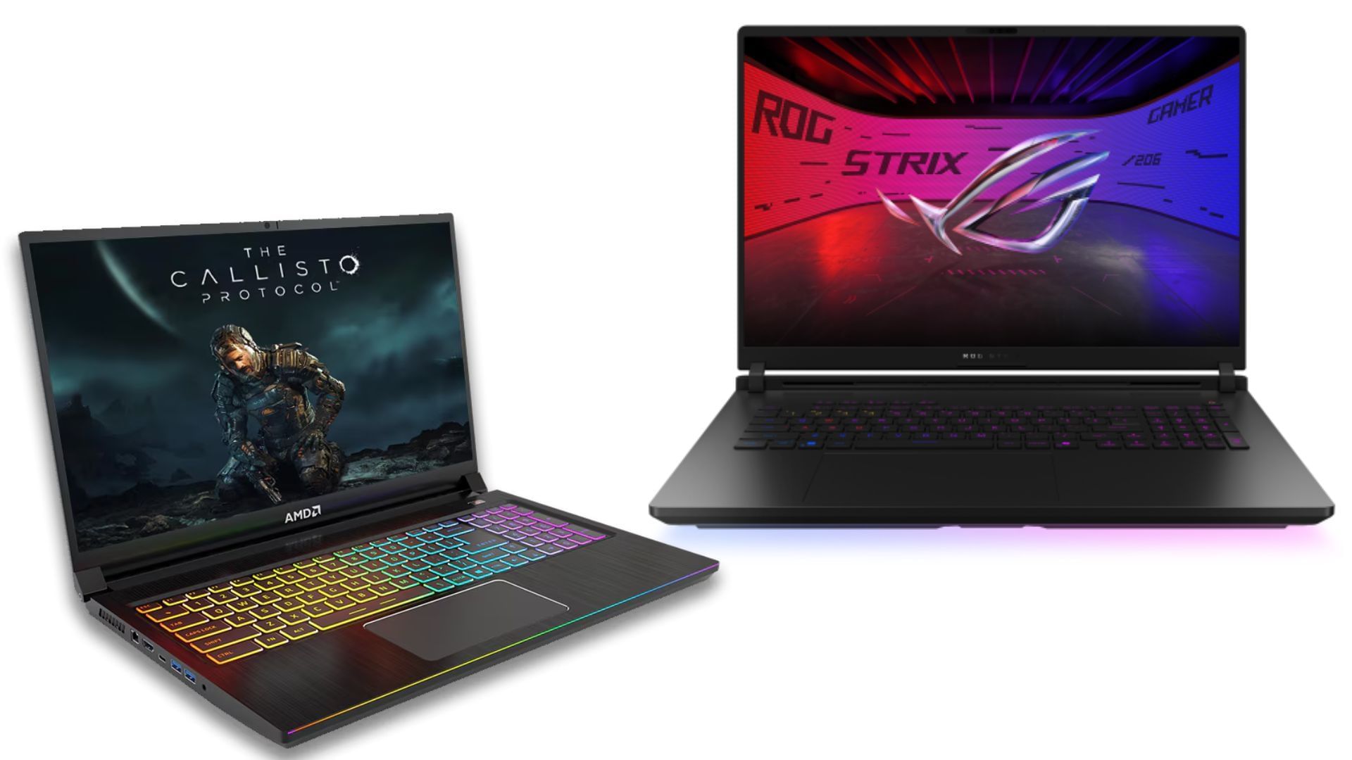 Multiple AMD Radeon RX and Nvidia RTX laptop GPUs are worth buying in 2025 (Image via AMD and ASUS ROG)