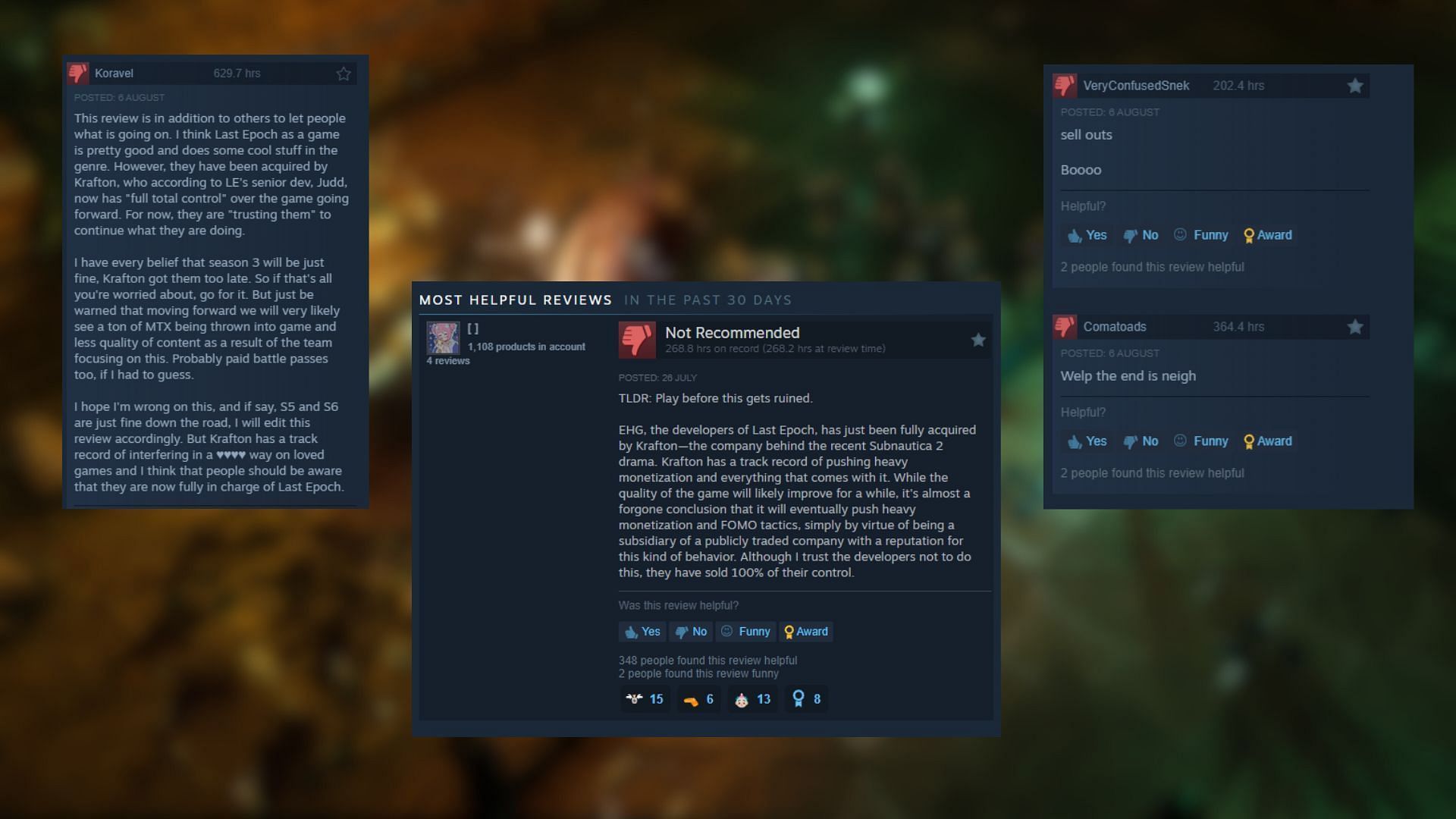 Fans criticize Krafton&#039;s acquisition (Image via Steam)