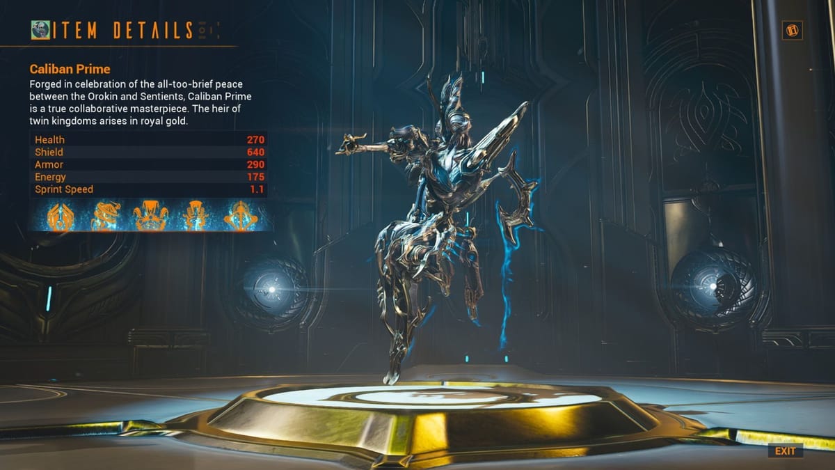 Warframe Caliban Prime build guide