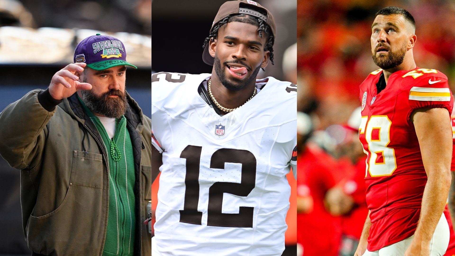 Shedeur Sanders, Travis Kelce, Jason Kelce