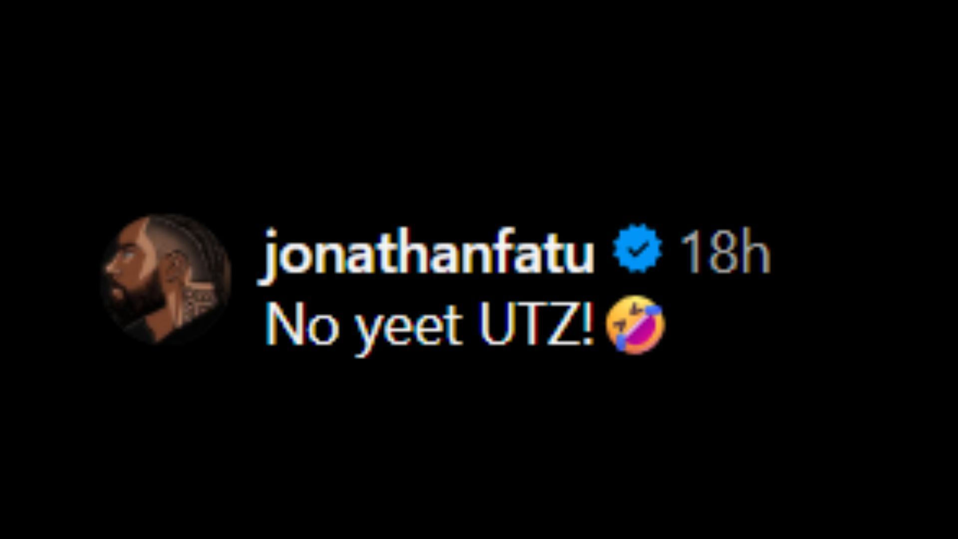 Screenshot of Jimmy Uso&#039;s comment [Image credit: Randy Orton&#039;s Instagram]