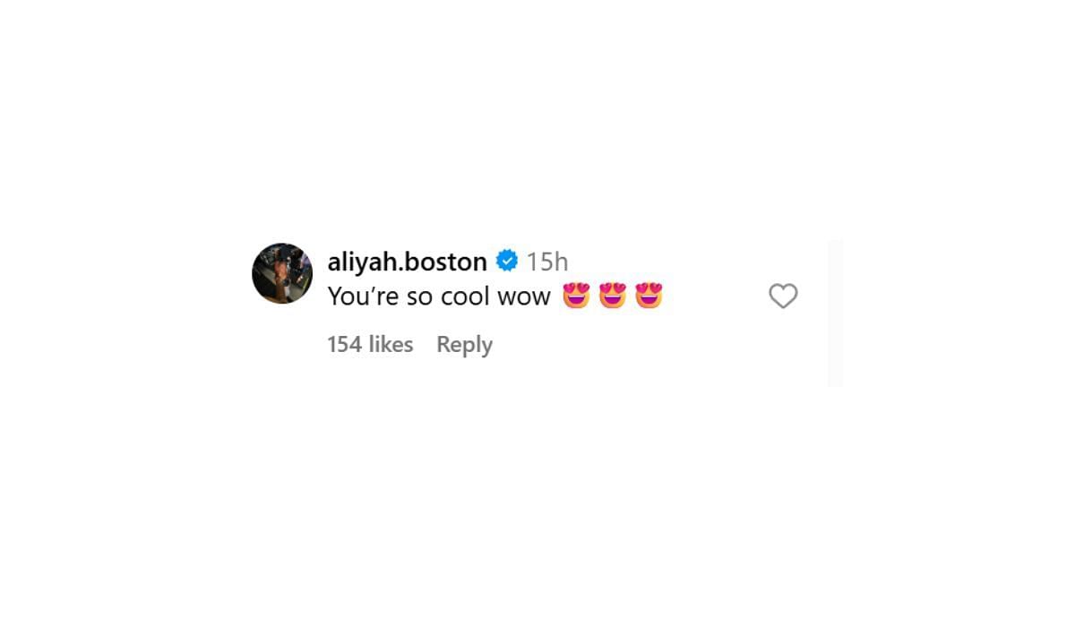 Aliyah Boston comments on Lexie Hull&#039;s post on Instagram (Source: Instagram/Lexie Hull)