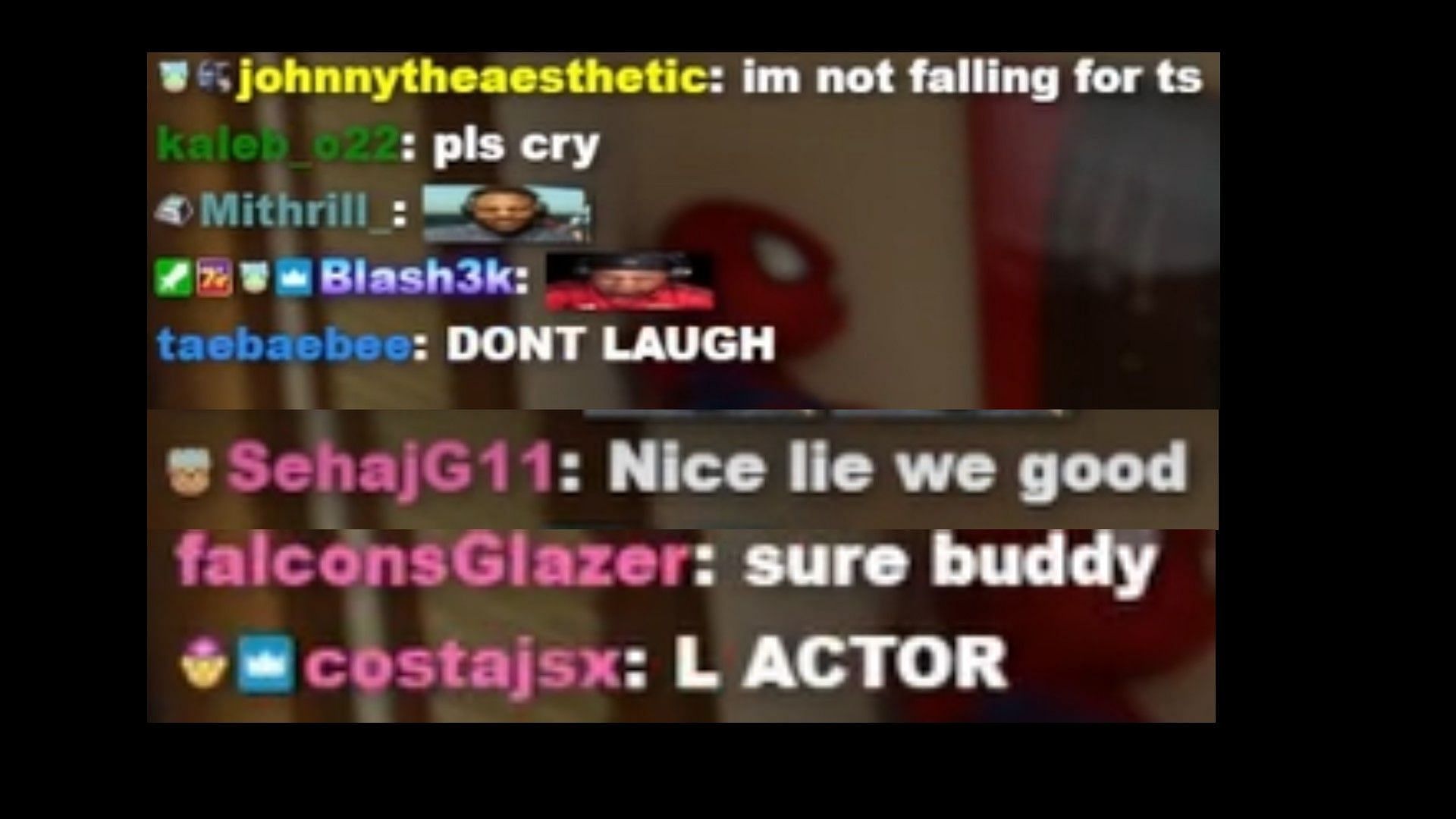 Twitch chat&#039;s reaction to the streamer addressing Plaqueboymax&#039;s exit from FaZe Clan (Image via Jasontheween/Twitch)