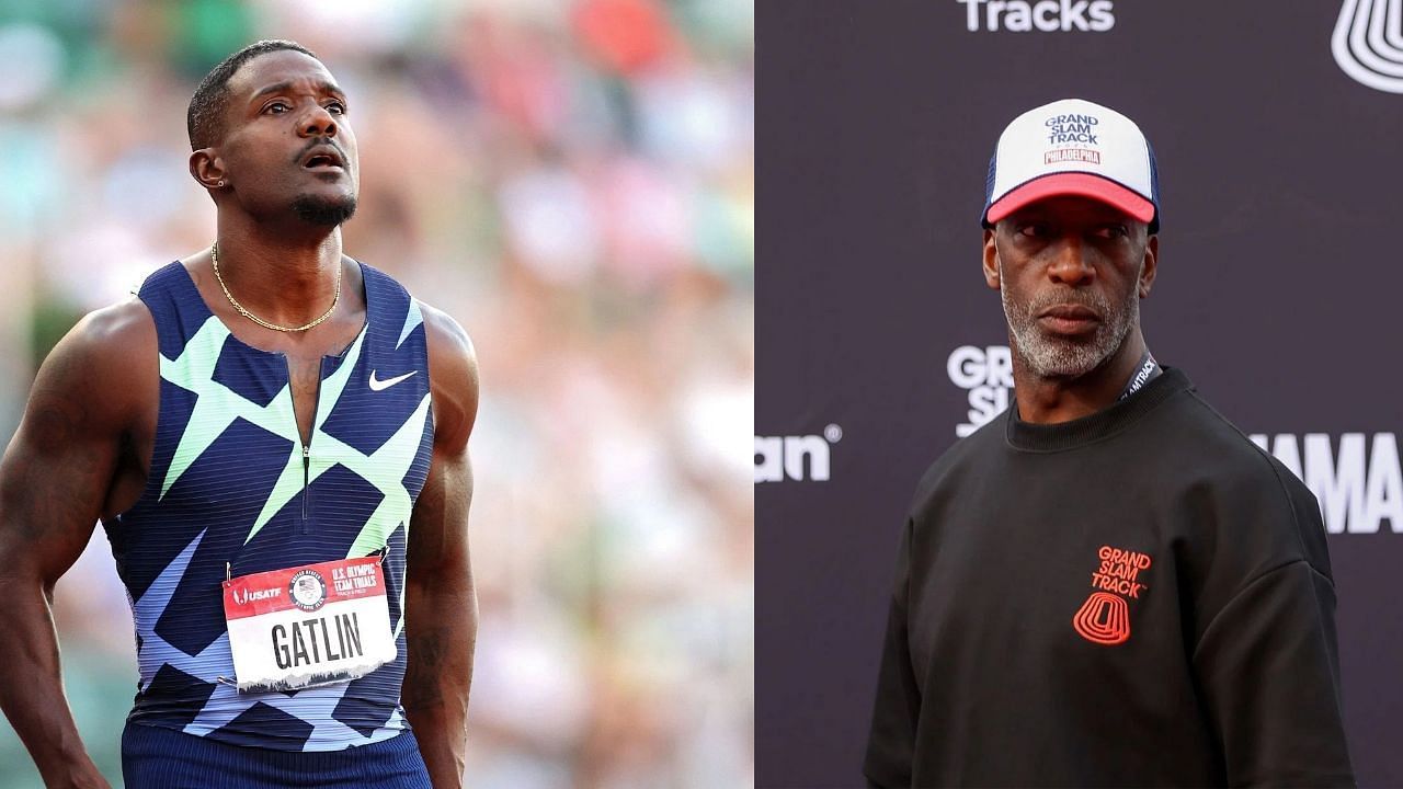 Justin Gatlin and Michael Johnson (Image via: Both Getty)