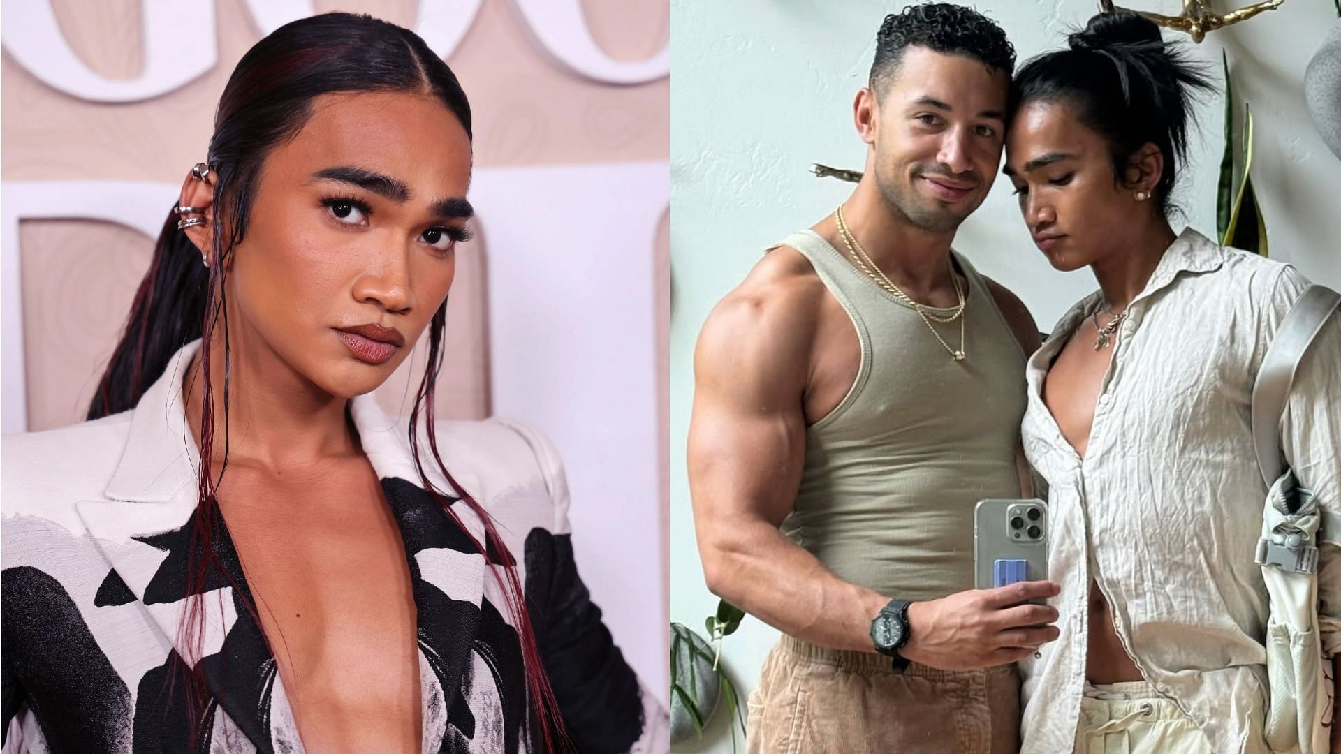 Fans react to Bretman Rock announcing his breakup with Justice Fester. (Image via David Livingston/Getty Images, Instagram/@justiceisking)