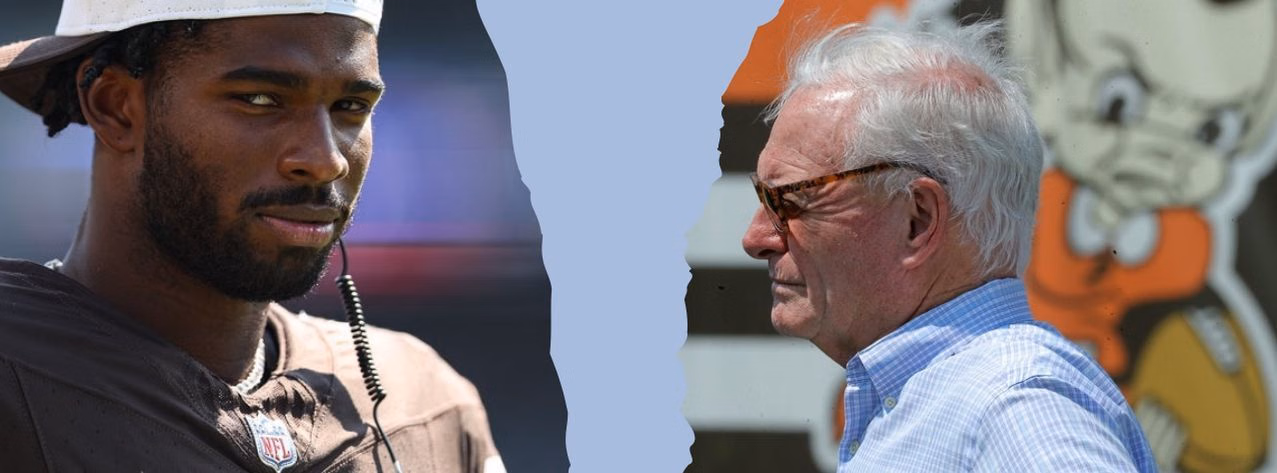 Browns quarterback Shedeur Sanders and Browns owner Jimmy Haslam