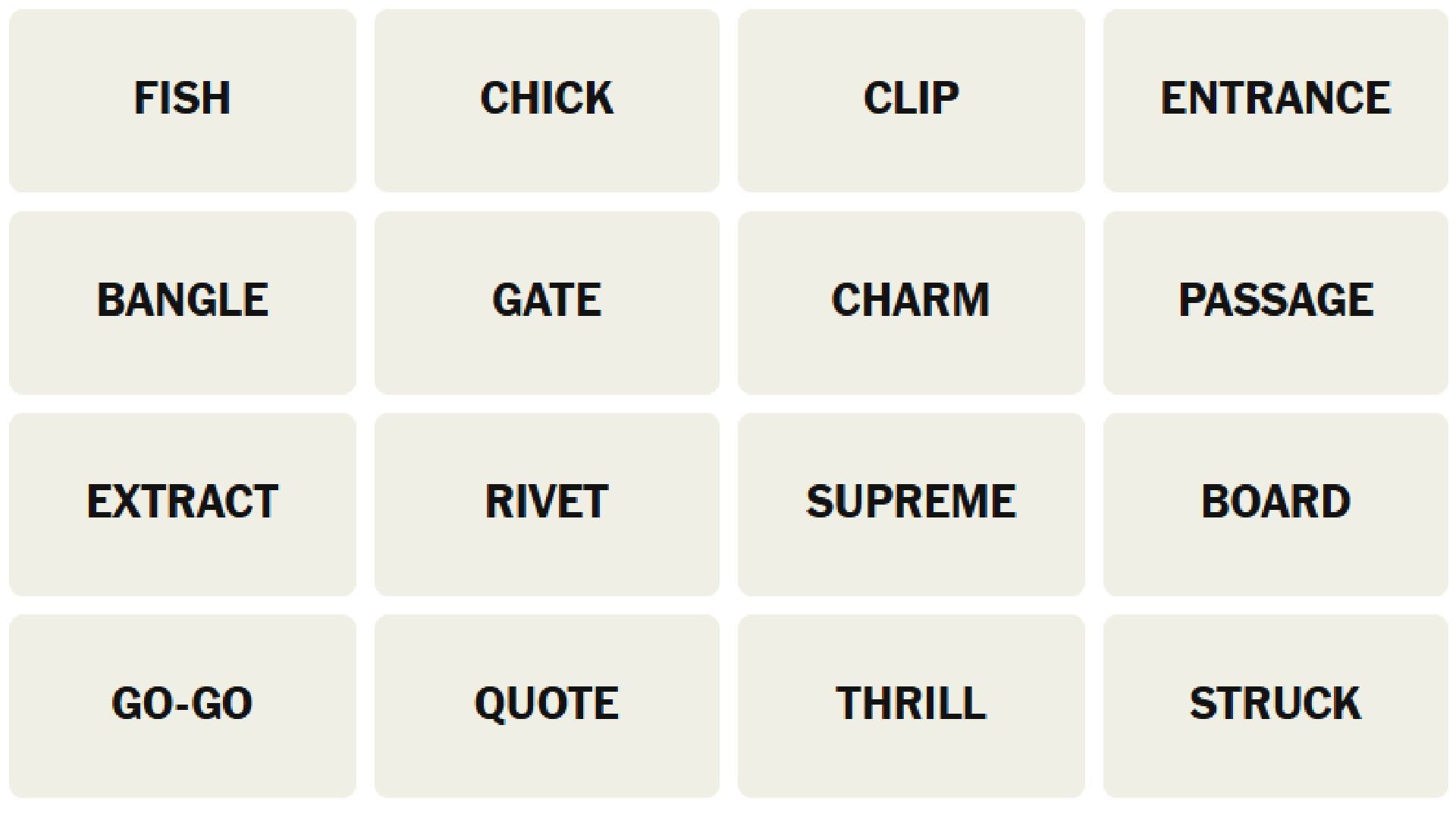 The NYT Connections words for today (Image via The New York Times)