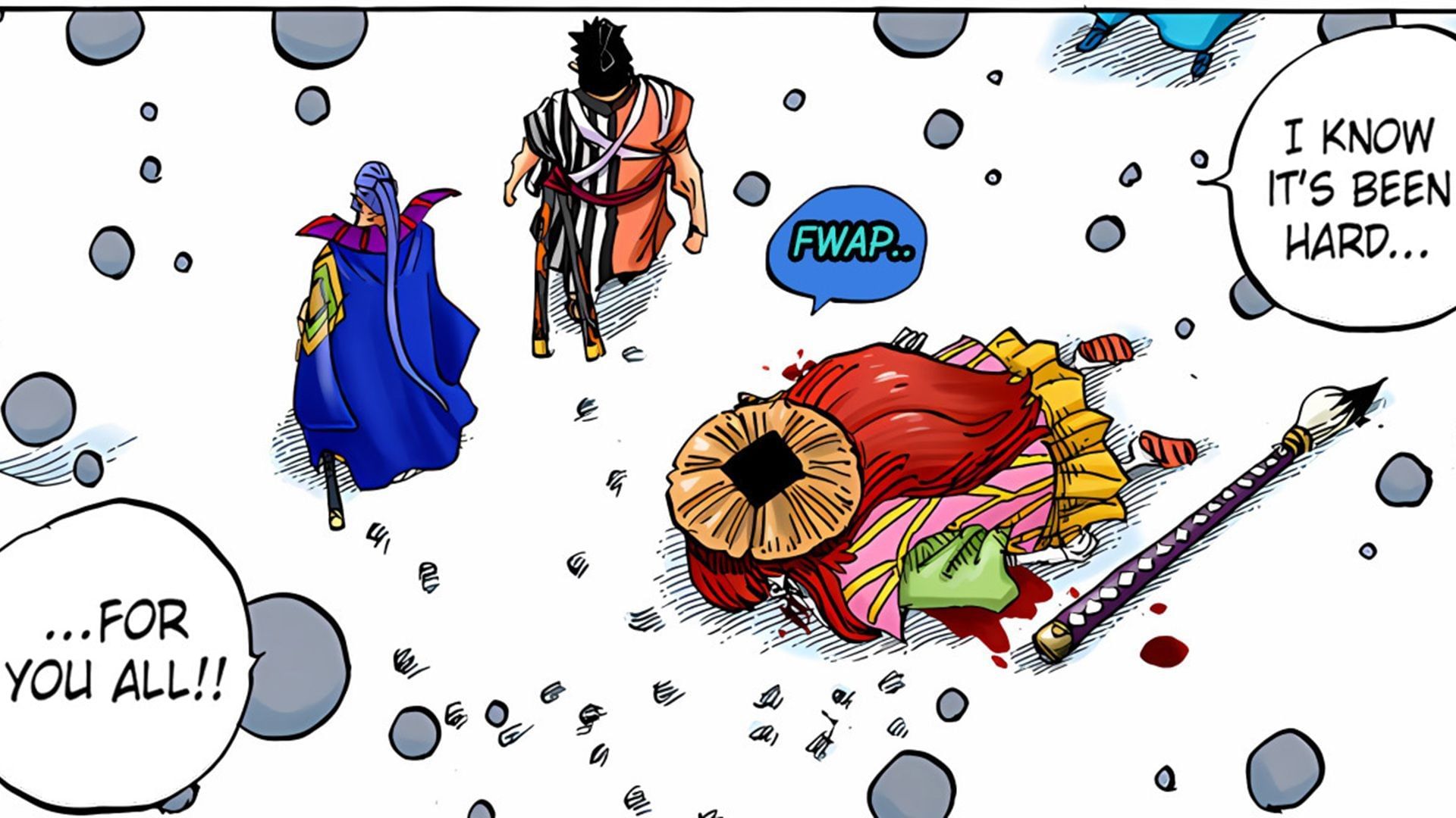 Kanjuro&#039;s fake death in the One Piece manga (Image via Shueisha)