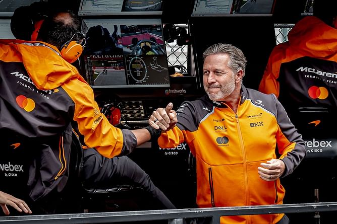 Zak Brown answers pressing Indy 500 question after celebrating McLaren 1-2 at F1 Hungarian GP
