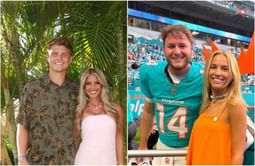 Quinn Ewers’s girlfriend Madelyne Barnes shares fun jumbotron moment with Zach Wilson’s wife Nicolette during Dolphins’ preseason finale vs. Jaguars