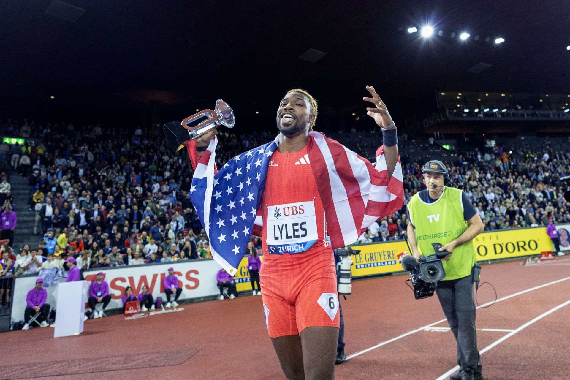 Noah Lyles at the Diamond League Final. - Source: Getty