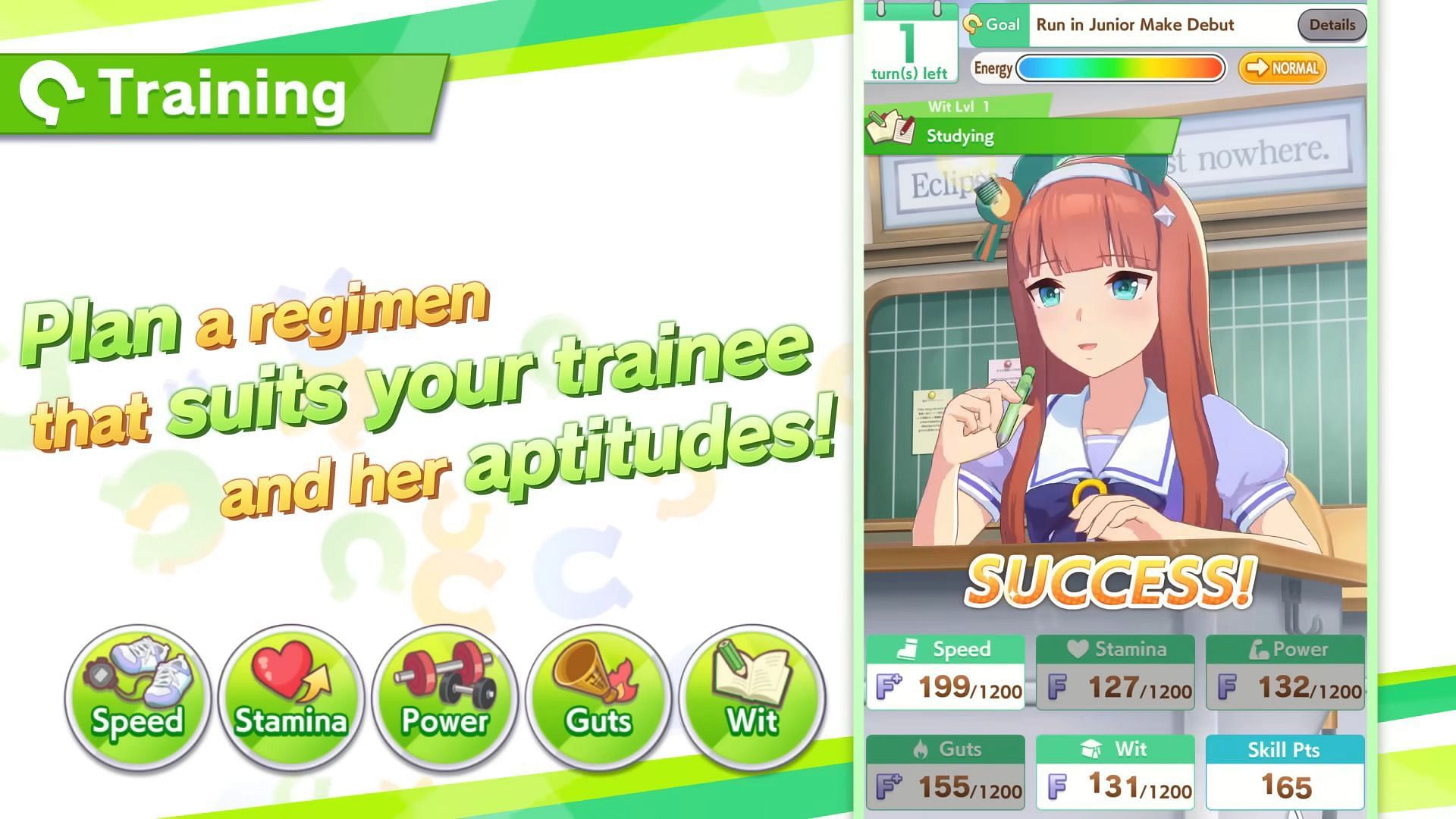 Which stretches in Umamusume: nice increase in the derby (image via cygams)