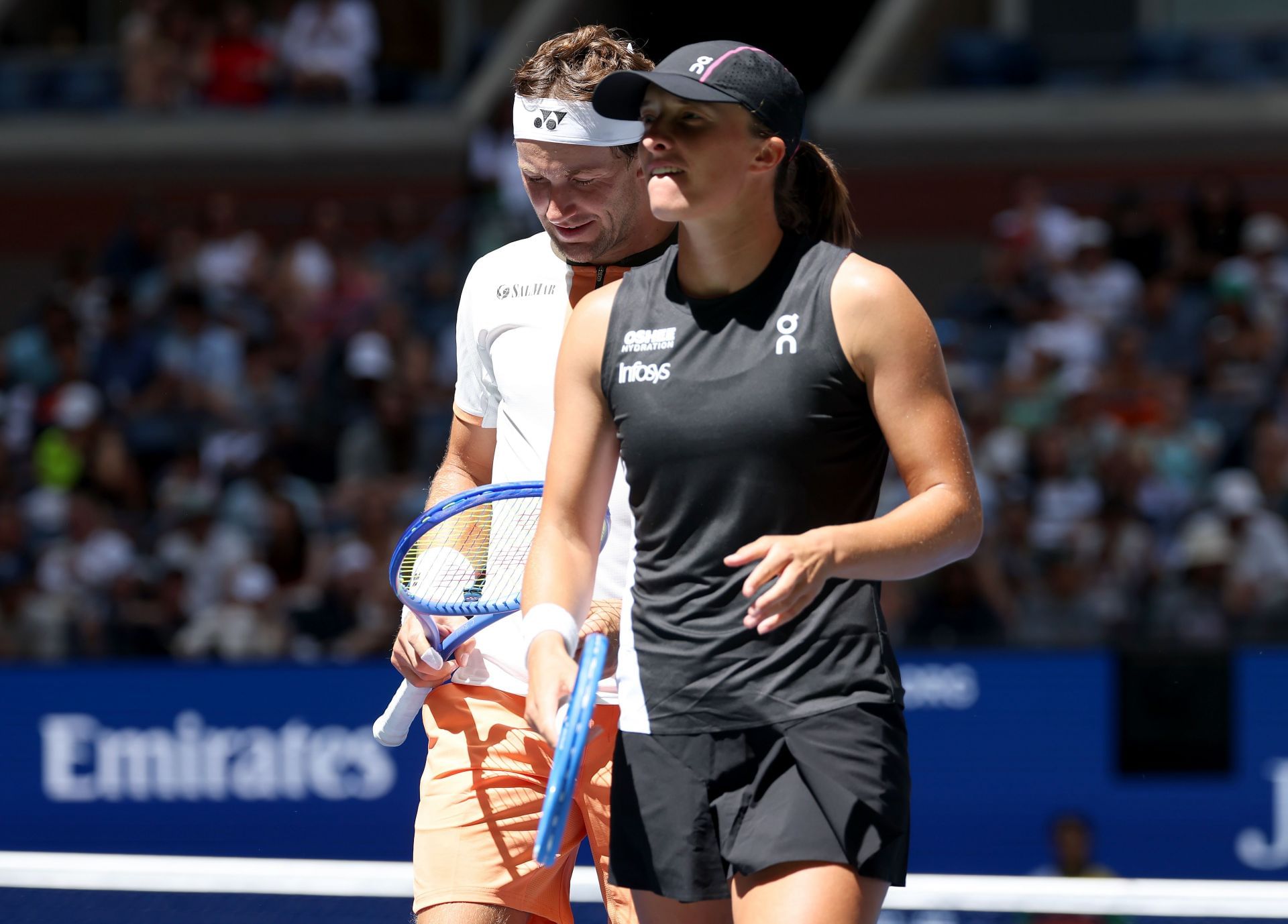 Iga Swiatek and Casper Ruud at the 2025 US Open - Mixed Doubles - Source: Getty