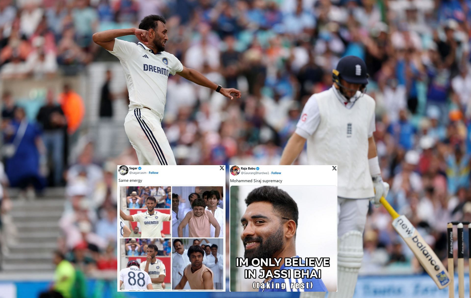 Top memes from Day 4 of 5th IND vs ENG 2025 Test. (Images: X - BCCI, @GaurangBhardwa1, @sagarcasm)